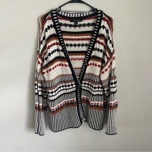 Marc New York Fair Isle Cardigan Sweater Multicolor Nordic Knit Women’s Large